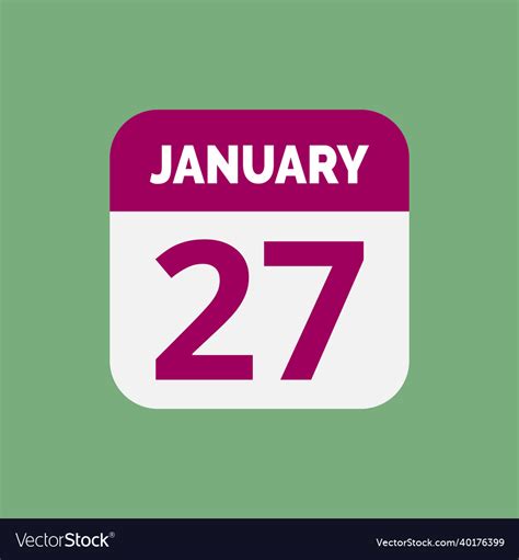 Flat january 27 calendar icon stock Royalty Free Vector