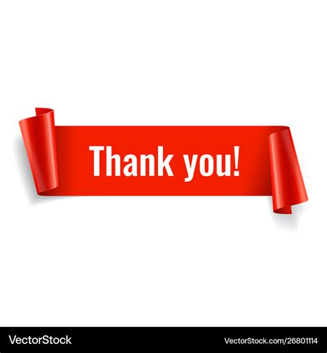 Thank you banner red paper twisted ribbon Vector Image