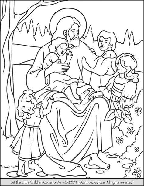 Jesus - Let the Little Children Come to Me Coloring Page - TheCatholicKid.com