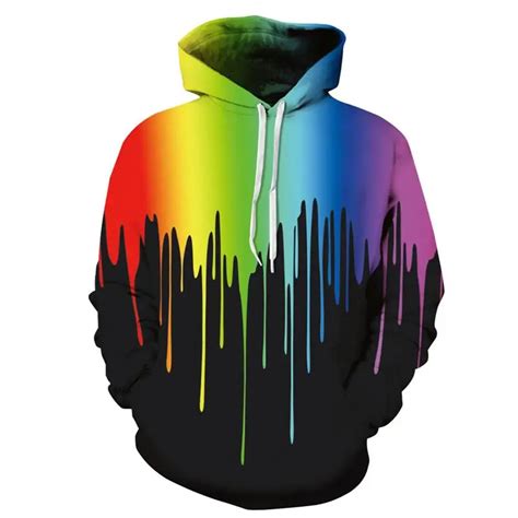 4XL 2017 3D Rainbow Men Women Hoodies New Fashion Drips Sweatshirts ...