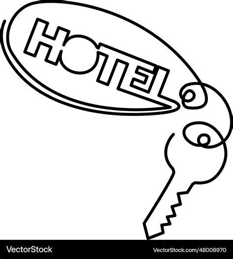 Key for hotel room with keychain continuous one Vector Image