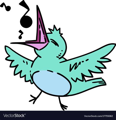 Bird Singing Hand Drawn Cartoon Royalty Free Vector Image | The Best ...