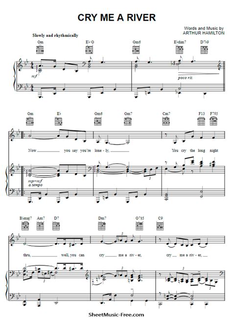 Cry Me a River Sheet Music Barbra Streisand - ♪ SHEETMUSIC-FREE.COM