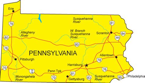 PA Map - Pennsylvania State Map