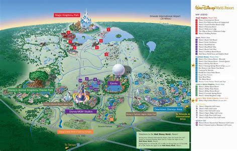 Disney resort carte - carte de Walt Disney World (Floride - USA)