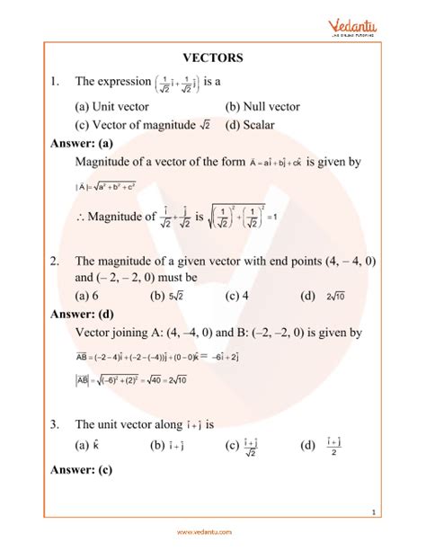 NEET Vectors Important Questions