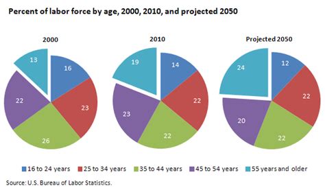 Overview of the labor force from 1950–2010 and projections to 2050 ...