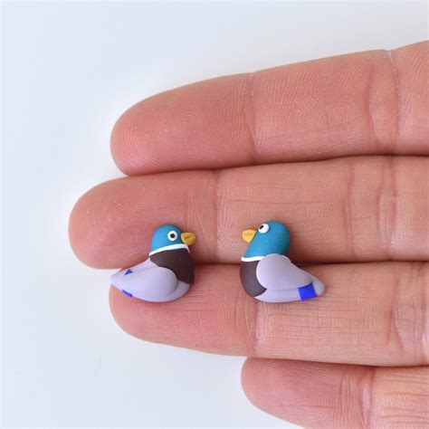 Mallard ducks stud earrings Cute bird earrings Nature gift | Etsy
