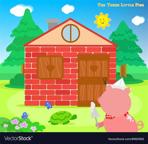 The three little pigs bricks house finished Vector Image