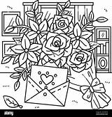 Wedding Flower Bouquet And Invitation Coloring Stock Vector Image & Art  sketch template