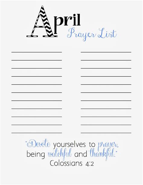 April Prayer List Printable - Doodles & Stitches