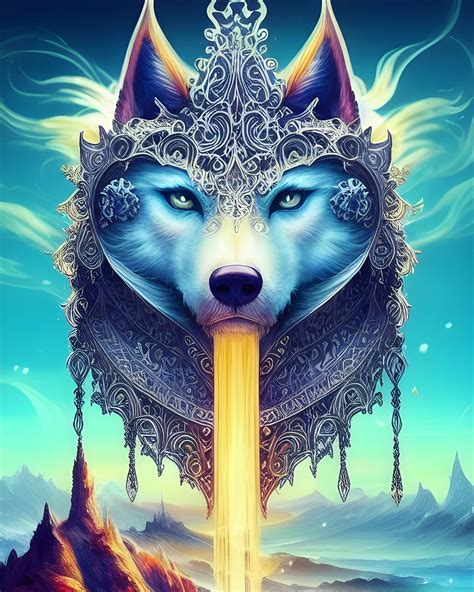 Illustration artistiques | Fantasy wolf portrait with sunlight ...