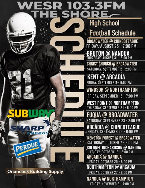 2023 High School Football Schedule - Shore Daily News