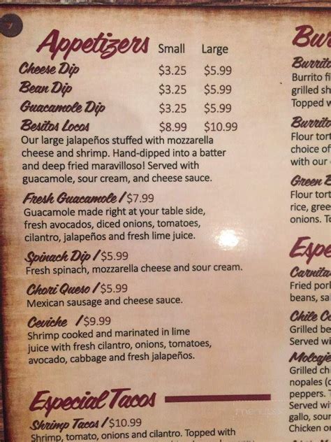 Menu of Jose Locos in Springfield, MO 65807