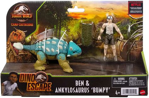 Jurassic World Camp Cretaceous Dino Escape Ben Ankylosaurus Bumpy Action Figure 2-Pack Mattel ...