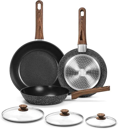 Amazon.com: Frying Pan Set With Lids - Non Stick Frying Pans Set 3 Pcs ...