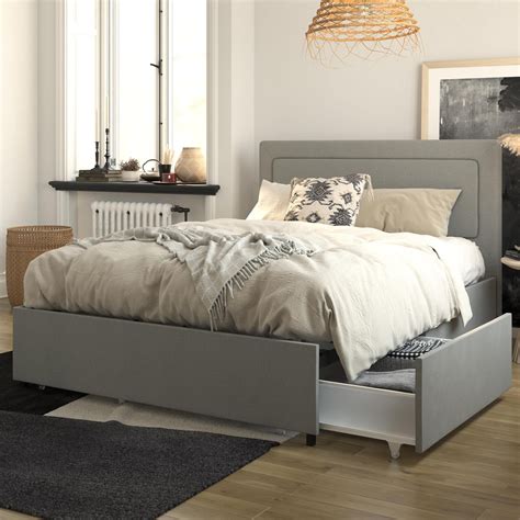 RealRooms Alden Upholstered Bed with Storage Drawers, Multiple Sizes ...