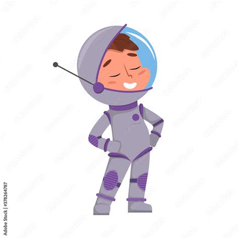 Smiling Kid Astronaut in Outer Space Suit, Cute Boy Playing Astronauts, Space Tourist Character ...