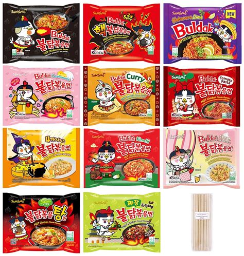 Samyang Spicy Hot Chicken Ramen 11 Flavor Variety Pack - FREE Chopsticks - Korean Buldak Ramen ...