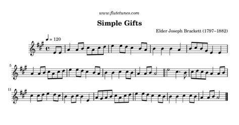 Simple Gifts (J. Brackett) - Free Flute Sheet Music | flutetunes.com