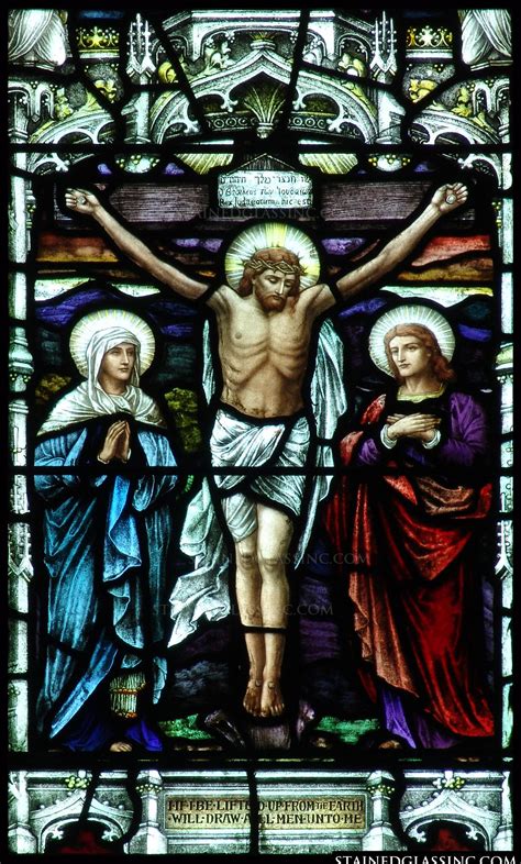 "The Crucifixion of the Son of God" Religious Stained Glass Window