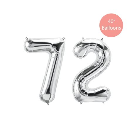 72 Silver Number Balloon, 72 Silver Balloons, Silver 72 Balloon, Jumbo ...