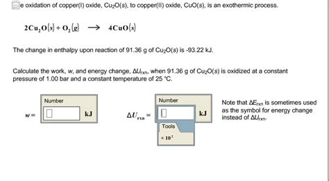 Solved The oxidation of copper(I) oxide, Cu2O(s), to | Chegg.com