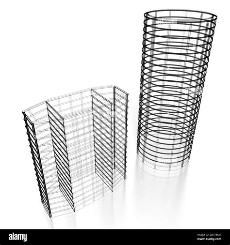 3D office buildings - wireframe Stock Photo - Alamy