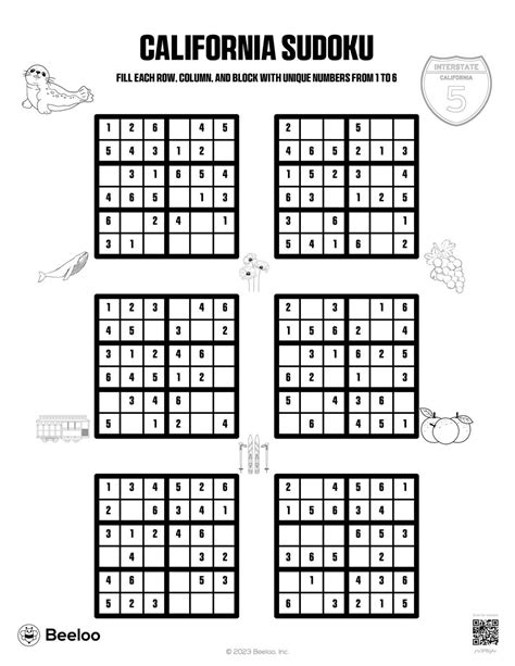 California Sudoku • Beeloo Printable Crafts and Activities for Kids