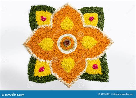 Stock Photo of Flower Rangoli for Diwali or Pongal or Onam Stock Image - Image of ceremony ...