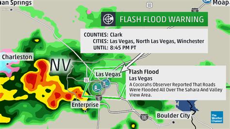 Flash flood warning for Las Vegas until 8:45 pm PT. Flooded roads have ...