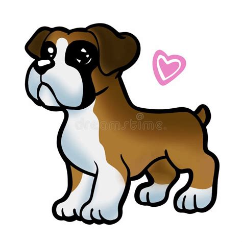 Boxer Puppy Cute Cartoon Boxer Dog - bmp-get