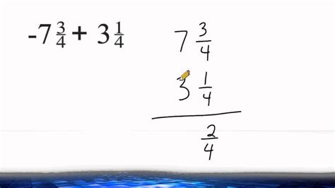 Adding A Negative Fraction To A Positive Fraction - YouTube