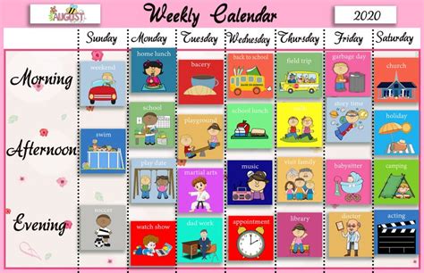 Kids Calendar Weekly Activity Schedule Toddler Calendar | Etsy