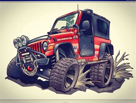 Jeep Wrangler cartoon commission by Dazzlarock | Car cartoon, Jeep cars, Jeep