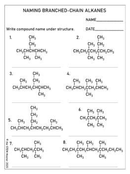 Naming Branched-Chain Alkanes by The STEM Master | TpT Organic ...