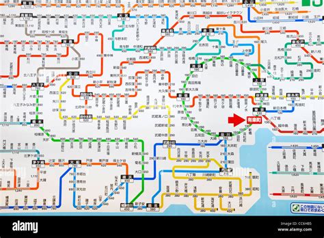 Japan, Tokyo, Tokyo JR (Japan Railways) Train System Map Stock Photo ...