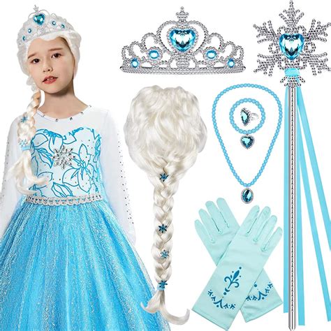 Buy Tacobear Elsa Wig Frozen Elsa braid with Princess Tiara Princess Elsa Dress Up Costume ...