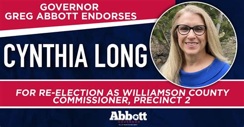 Governor Abbott Endorses Cynthia Long For Re-Election As Williamson ...