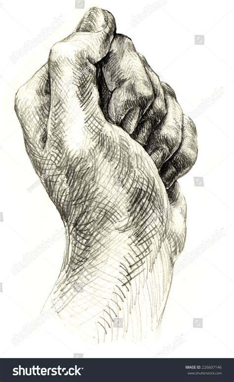 Hand Drawn Pencil Drawing Victory Hand Stock Illustration 226607146 ...