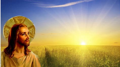 Jesus Christ With Background Of Green Field Sun And Blue Sky HD Jesus Wallpapers | HD Wallpapers ...