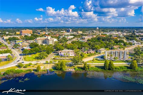 Winter Haven Florida Lake Howard Aerial Downtown Florida | Royal Stock ...