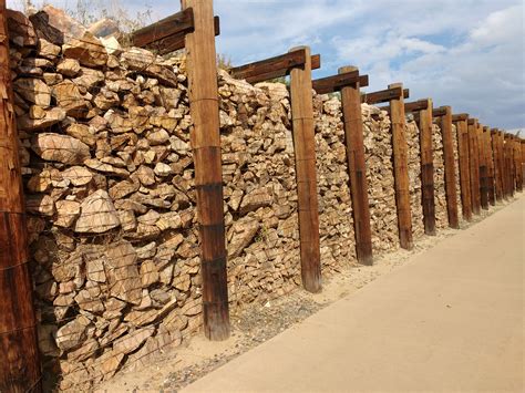 Gabion Rock and Timber Retaining Wall – Photos Public Domain