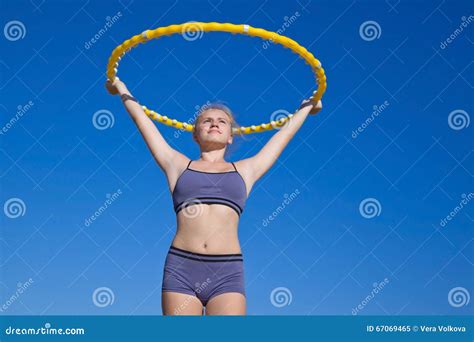 Girl Gymnast with a Hoop Exercise Stock Image - Image of motion, health: 67069465