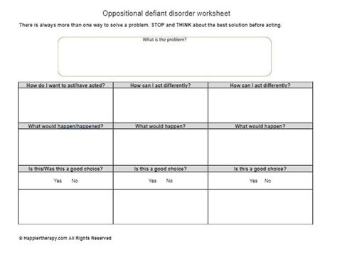 Oppositional Defiant Disorder Therapy Worksheet | HappierTHERAPY