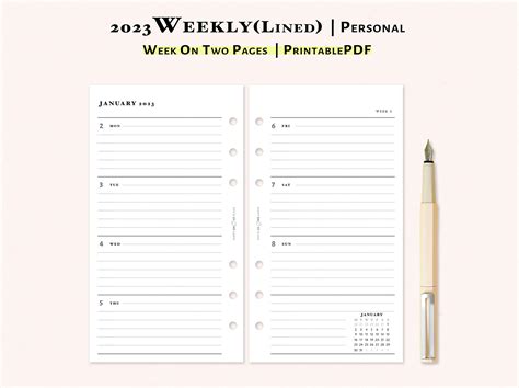 2023 Weekly Planner Printable Personal Size Inserts Week on - Etsy