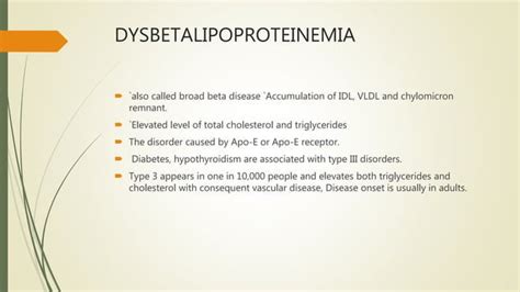 Abnormalities in lipoproteinemia