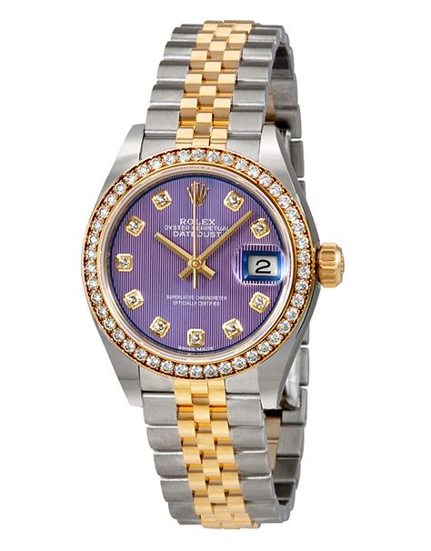 Replica Rolex Datejust Violet Stripe Diamond Dial Automatic Lady Watch ...