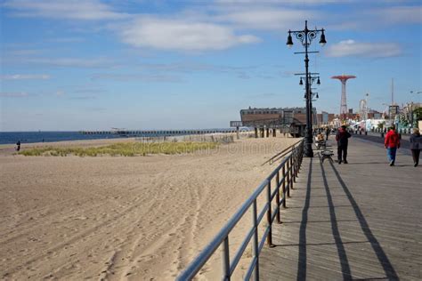 Boardwalk and Beach at Coney Island Editorial Photography - Image of ...