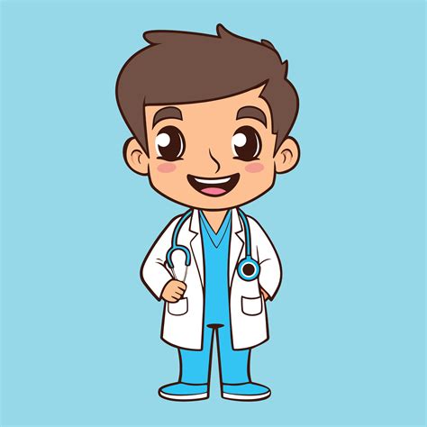 Cute male doctor illustration, hand drawn cartoon art. High quality ...